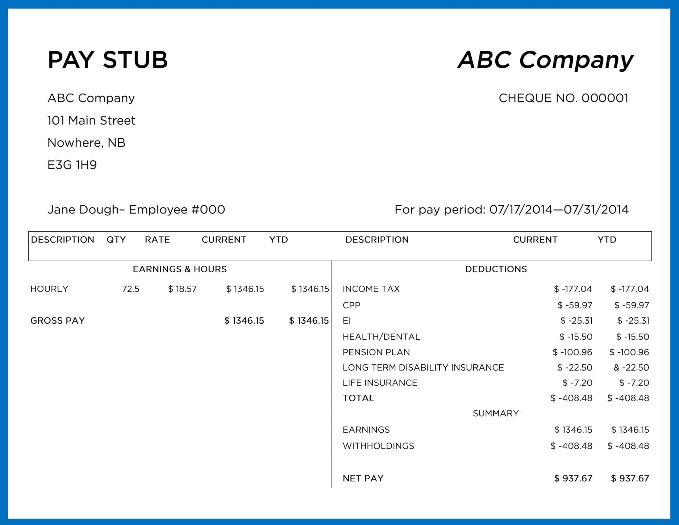  100 Free Printable Pay Stub Templates Excel PDF Word 