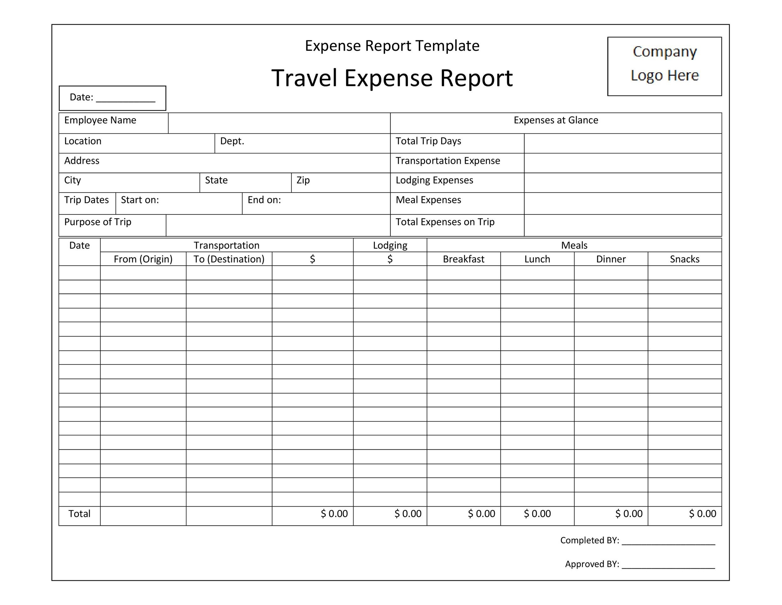 40 Expense Report Templates To Help You Save Money Template Lab
