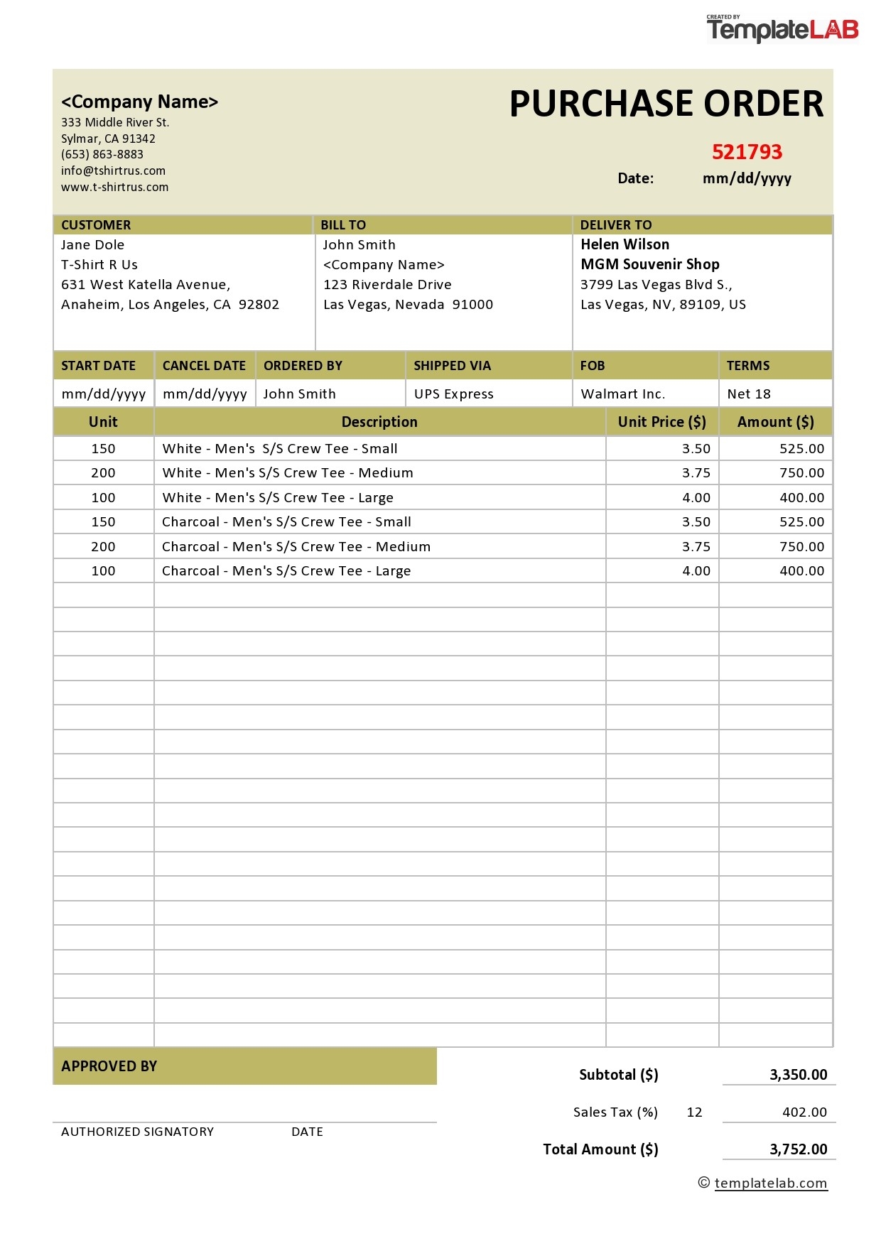 Excel Purchase Order Template