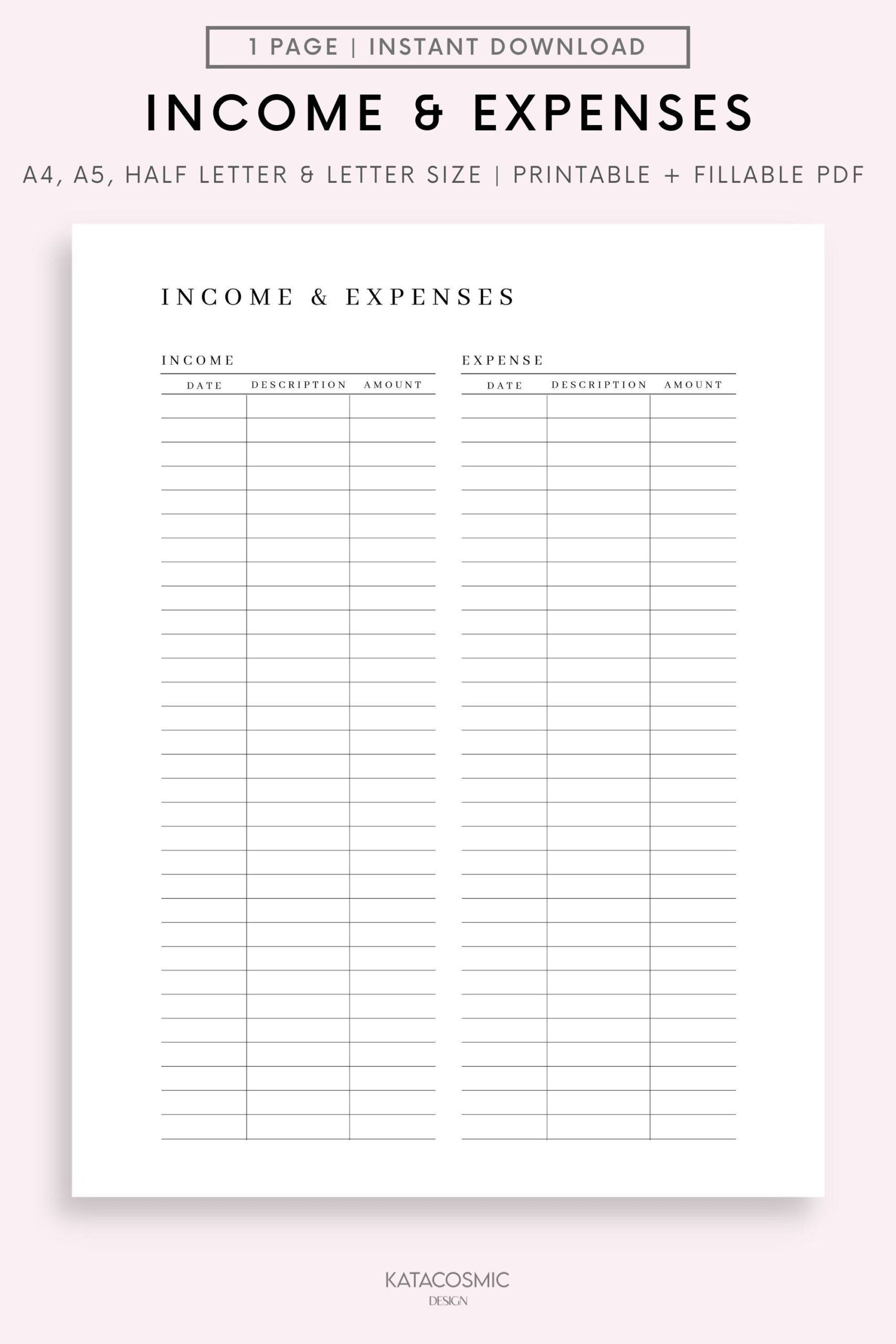 Expense Ledger Printable Printable Calendars AT A GLANCE