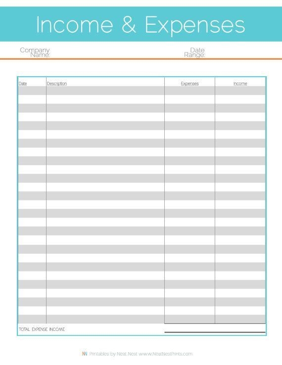 Free Printable Income And Expense Worksheet