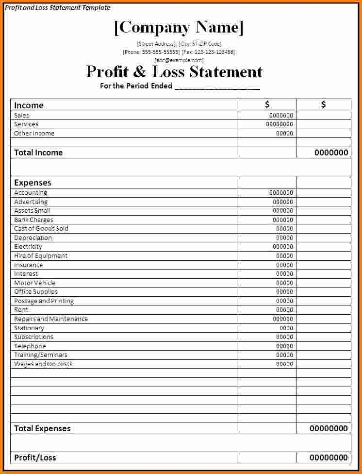 Profit And Loss Statement Excel Template